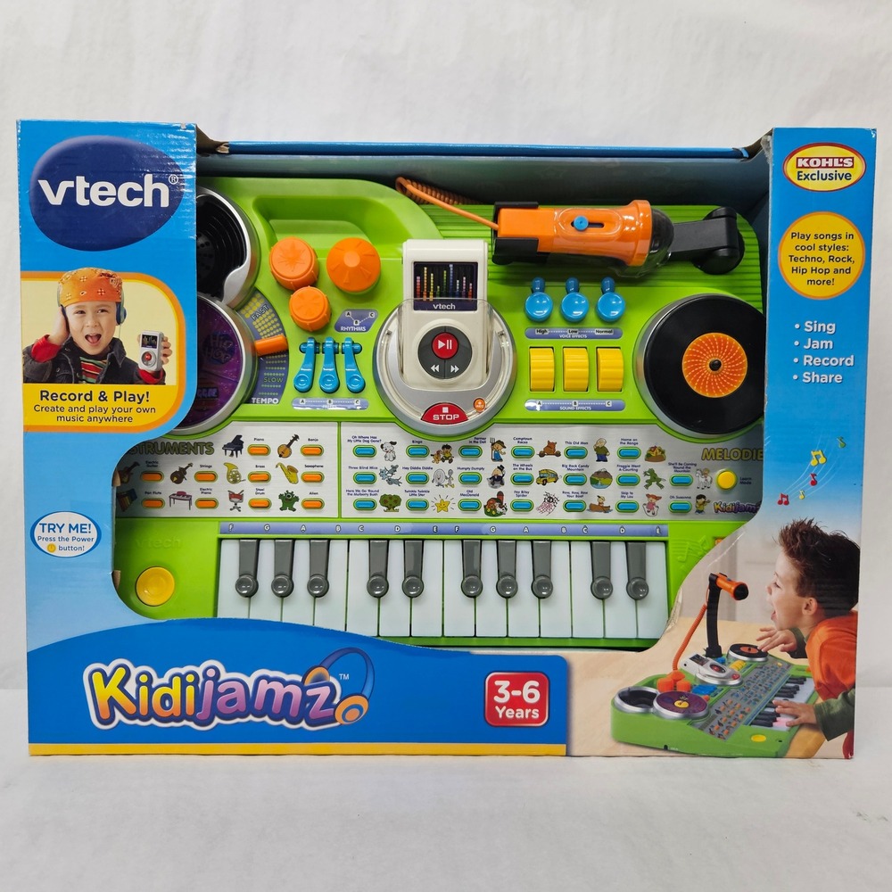 VTech KidiJamz Studio Music Station Keyboard DJ Scratch Pad Microphone New